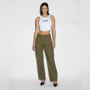 WAX GREEN WIDE LEG CARGO JEANS